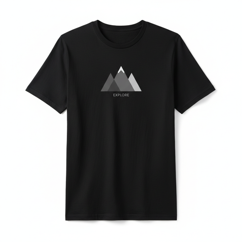 Black Graphic T-Shirt with Minimalist Design for Men