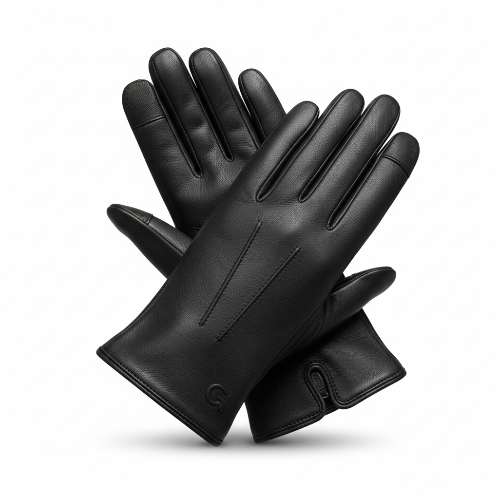 Black Leather Touchscreen Gloves