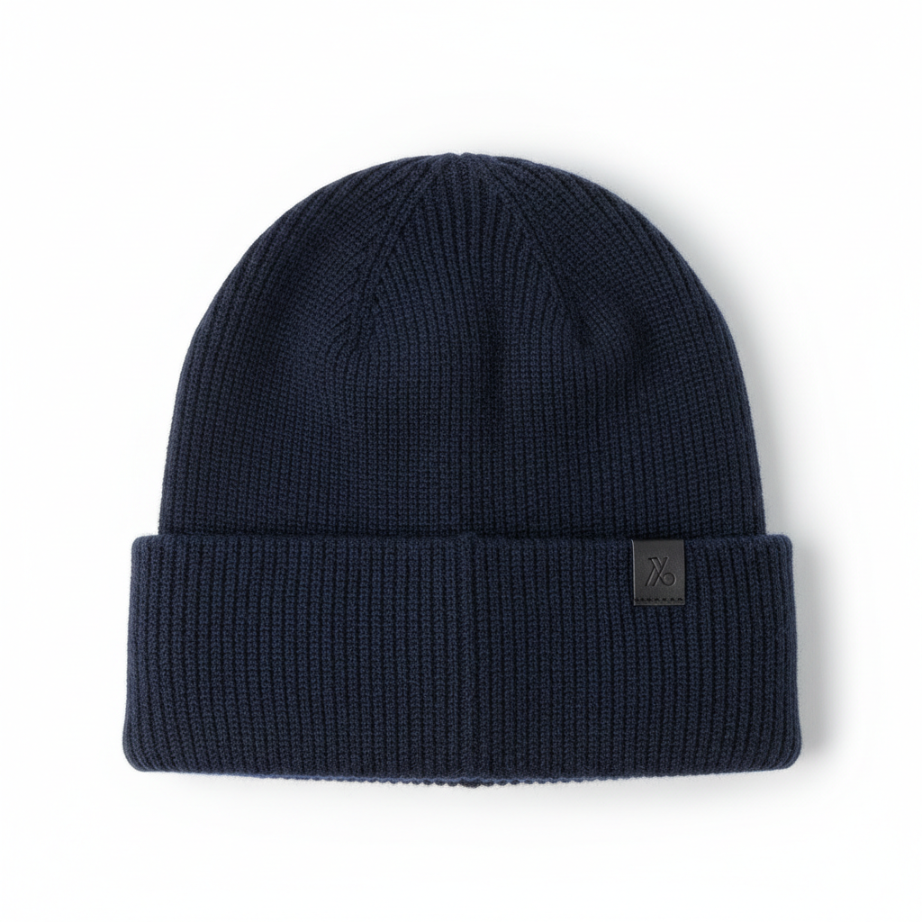Navy Blue Beanie Hat Classic Knit