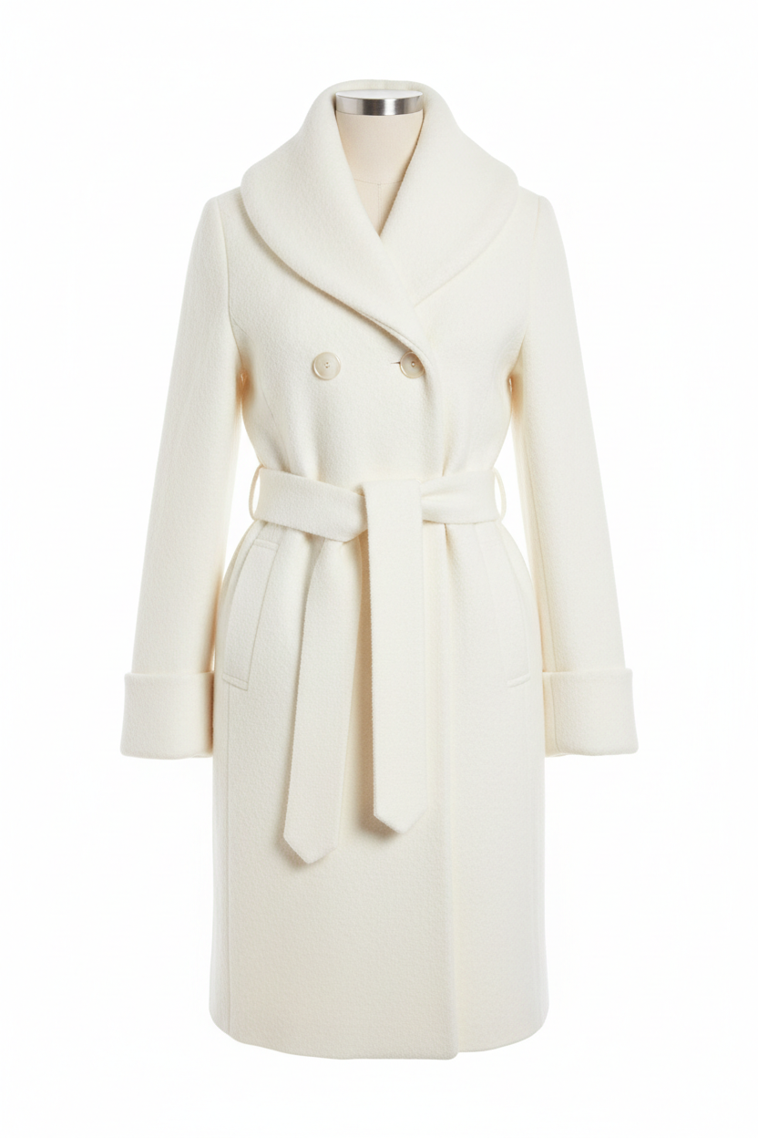 White Wool Winter Coat for Women