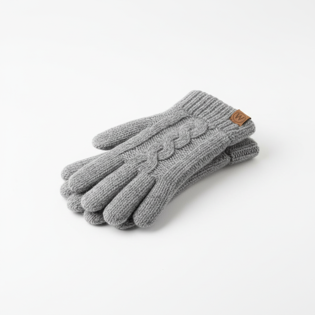 Grey Wool Winter Gloves