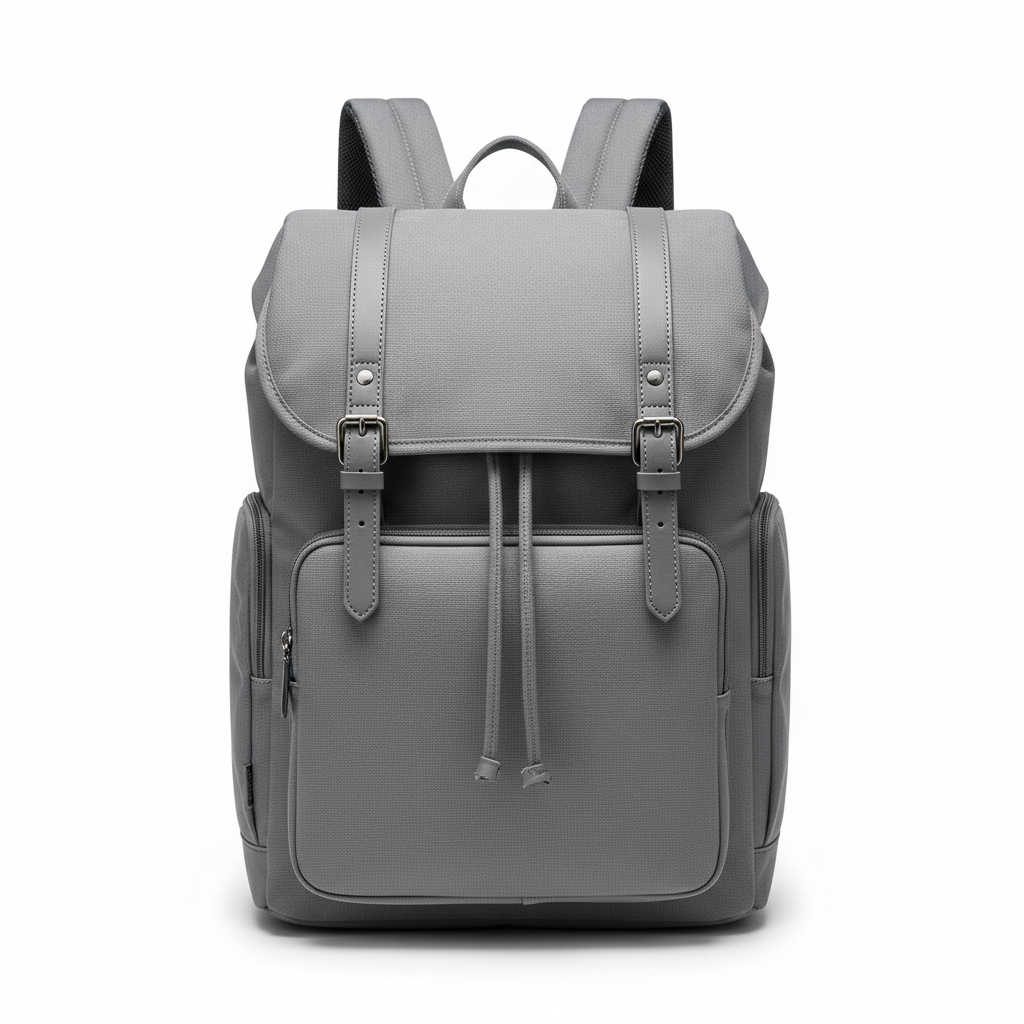 Grey Canvas Backpack with Laptop Compartment