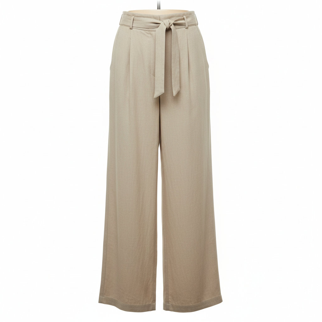 Beige Wide-Leg Trousers for Women