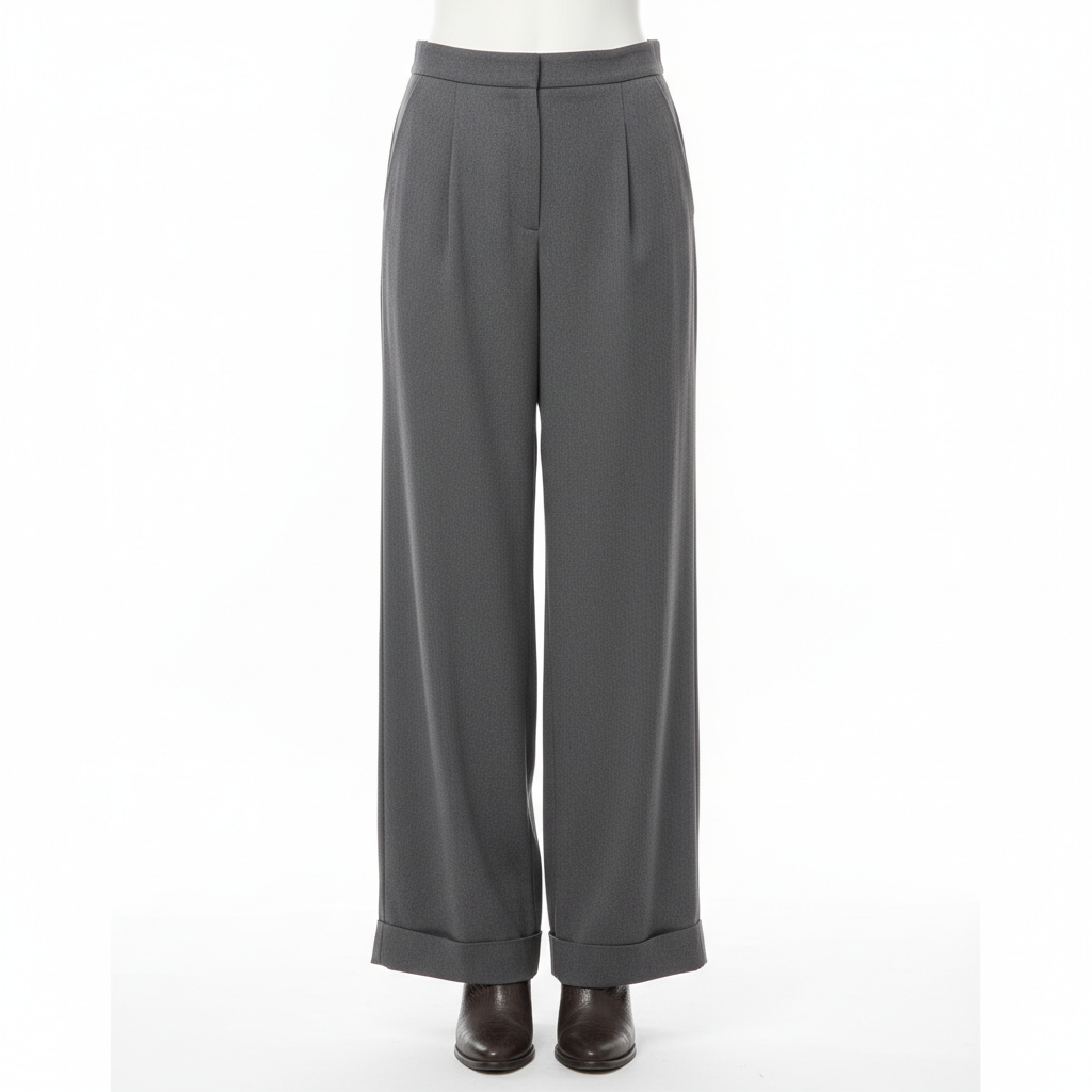 Grey High-Waisted Trousers for Women