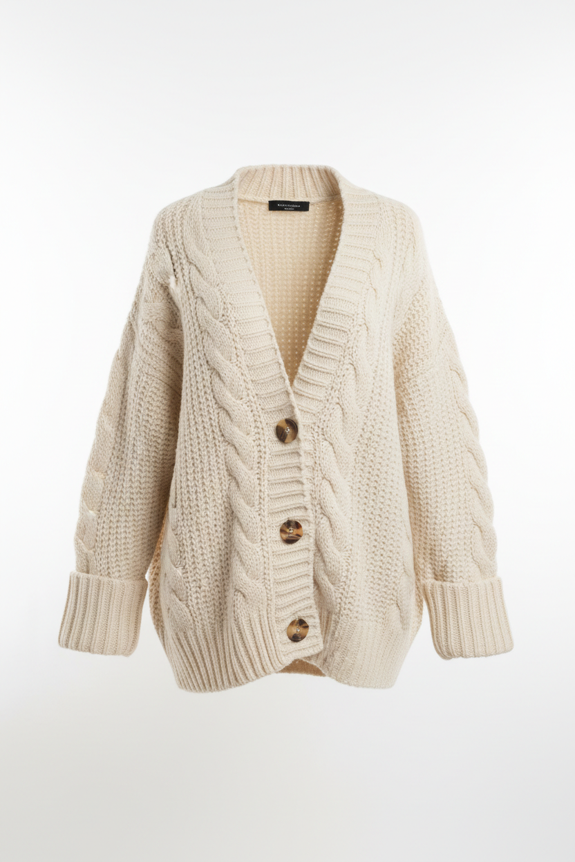 Cream Knit Cardigan for Women